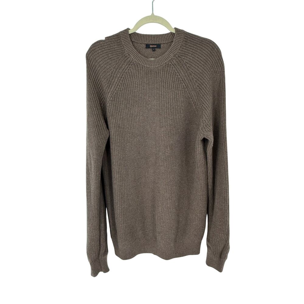 Quince Organic Cotton Ribbed Crewneck Sweater Heather Brown Men L Minimalist - Picture 2 of 9
